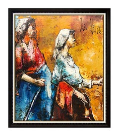 Jaro Slavko Oil Painting On Canvas Original Female Portrait Signed Art Framed