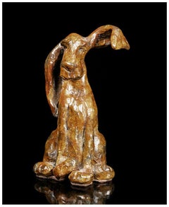 Joffa Kerr Original Bronze Sculpture Bad Hare Day Dog Full Round Signed Artwork