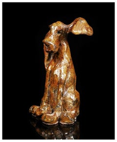 Joffa Kerr Original Bronze Sculpture Bad Hare Day Dog Full Round Signed Artwork