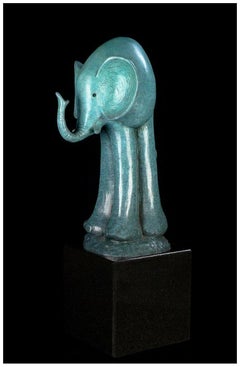 Gary Hughes Original Elephant Bronze Sculpture Full Round Signed Animal Artwork