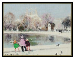 Jules R Herve Original Painting Oil On Canvas Paris Cityscape Portrait Signed