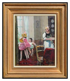 Jules R Herve Original Painting Oil On Canvas Signed Child Portrait Framed Art