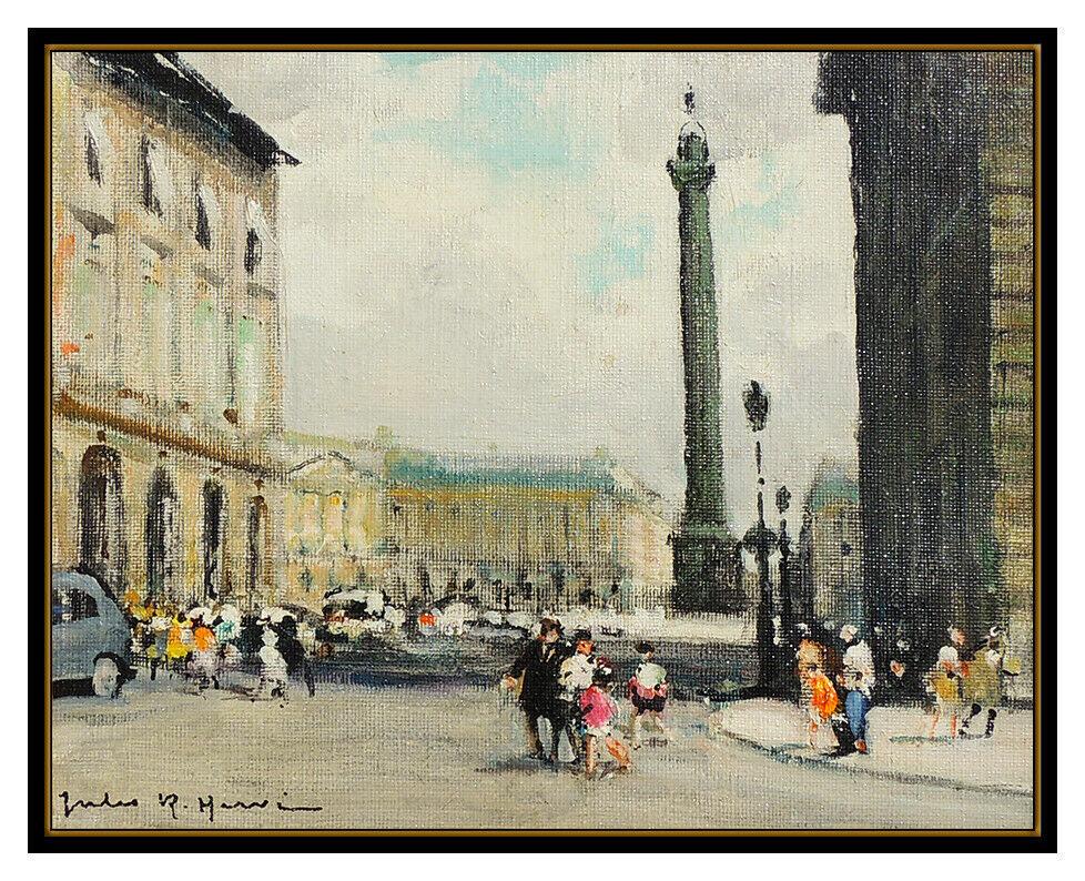 RARE Originalgemälde, Öl auf Leinwand, Paris, signiert Paris Cityscape, von Jules R. Herve im Angebot 1