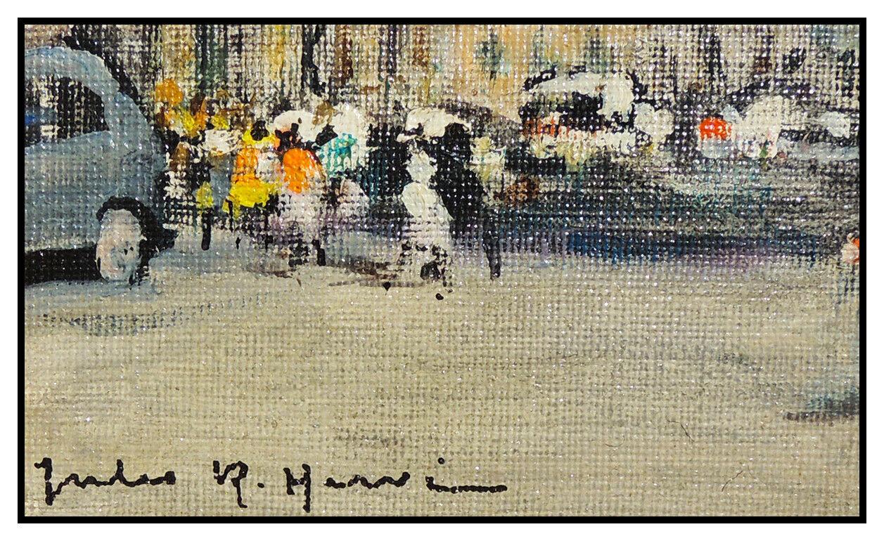 RARE Originalgemälde, Öl auf Leinwand, Paris, signiert Paris Cityscape, von Jules R. Herve im Angebot 2