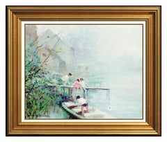 Jules R Herve Oil Painting On Canvas Original Signed French Landscape Framed Art