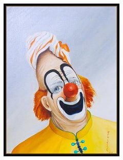 Red Skelton Original Oil Painting On Canvas Signed Clown Portrait Framed Artwork