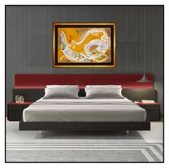 Orlando Botero Large Acrylic Mixed Media Painting Signed Female Portrait Artwork