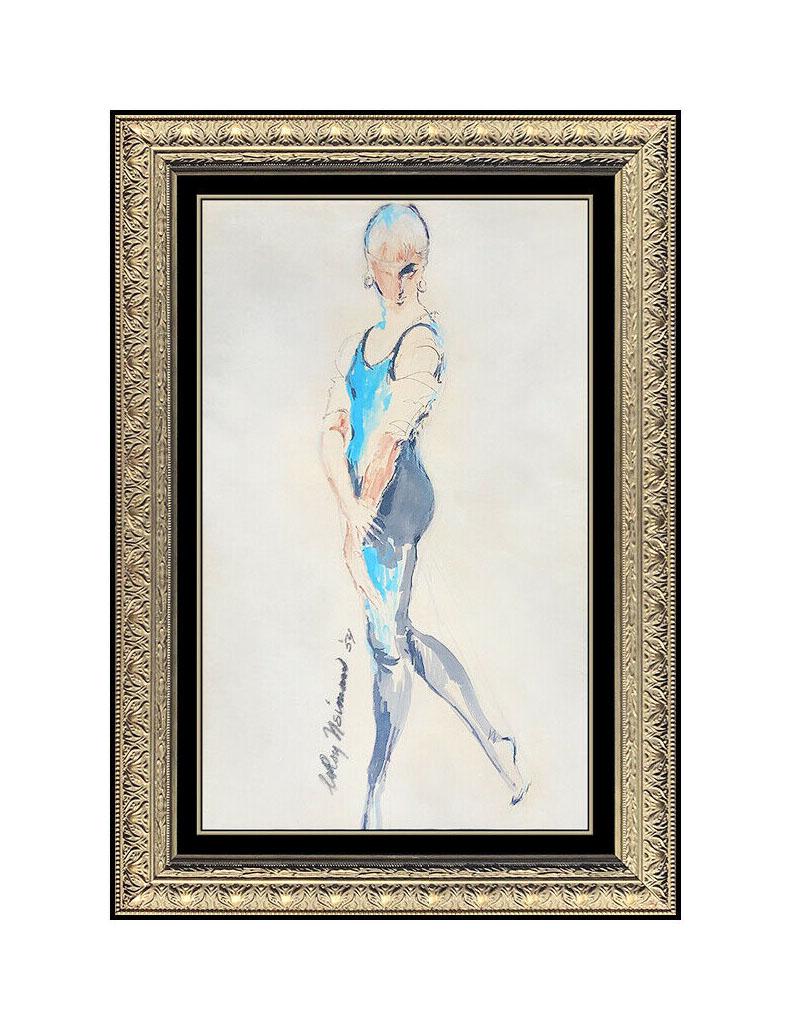 Leroy Neiman Figurative Art - LEROY NEIMAN Original Watercolor Painting AUTHENTIC Female Signed Dance Art oil