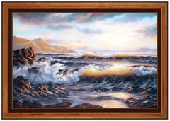 Randy Van Beek Original Oil Painting On Board Large Signed Seascape Framed Art