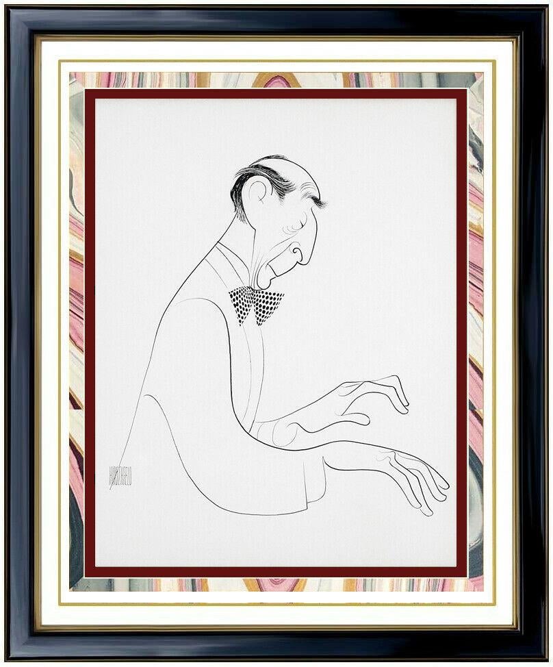 Portrait Albert Al Hirschfeld - Al Hirschfeld, dessin original à l'encre signé à la main, portrait d'art de Vladimir Horowitz