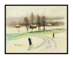 Peter Ellenshaw Original Painting Oil On Board Signed Winter Disney Artwork Rare