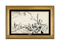 Milton Avery Authentic Original Ink Drawing Hand Signed Landscape Framed Artwork