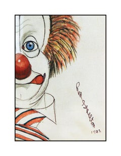 Red Skelton Original Pastel Drawing On Linen Hand Signed Clown Portrait Artwork