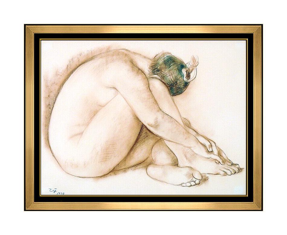 Francisco Zúñiga Figurative Art - Francisco Zuniga Original Pastel Drawing Signed Portrait Nude Female Authentic