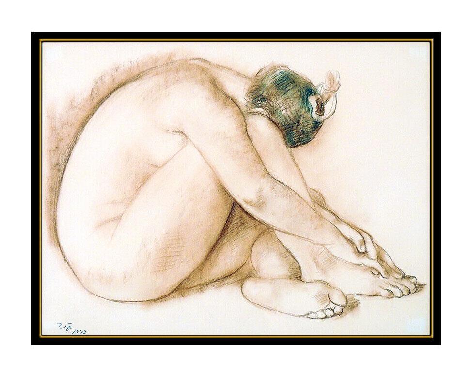 Francisco Zuniga Original Pastel Drawing Signed Portrait Nude Female Authentic - Art by Francisco Zúñiga