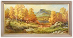 Eugene Garin Oil On Canvas Painting Signed Western Mountain Landscape Large Art