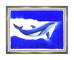 Robert Wyland Large Original Watercolor Painting Dolphin Sealife Signed Art oil