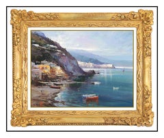Claudio Simonetti Original Painting Oil On Board Signed Seascape Italy Framed