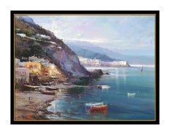 Claudio Simonetti Original Painting Oil On Board Signed Seascape Italy Framed