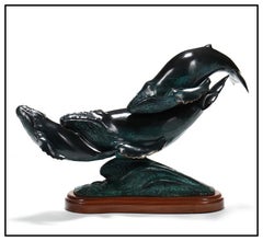 Jacques Mary Regat Large Sea Rhythm Bronze Sculpture Signed Whale Sealife Animal