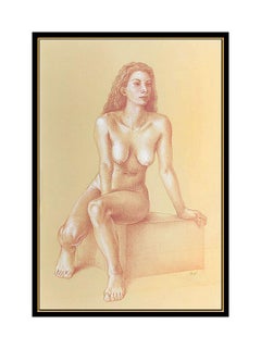 Michael Bergt Original Gouache Painting Nude Female Portrait Signed Artwork Rare