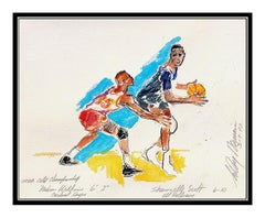 LEROY NEIMAN Original Watercolor Painting Basketball Sports Signed AUTHENTIC