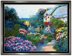 MING FENG Original OIL PAINTING on CANVAS Signed Landscape Floral Artwork LARGE