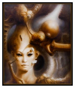 Gerard Di Maccio Original Oil Painting On Canvas Female Portrait Signed Artwork