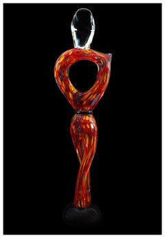 Adriano Dalla Valentina Large Murano Glass Sculpture Signed Female Figurative