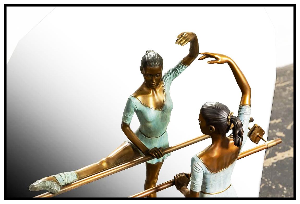 Ramon Parmenter Large Full Round Bronze Sculpture Reflections Signed Ballerina For Sale 3