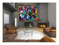 LeRoy Neiman Original Woven TAPESTRY Stud Poker HAND Signed Large Art Painting