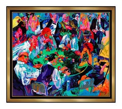 LeRoy Neiman Original Woven TAPESTRY Stud Poker HAND Signed Large Art Painting