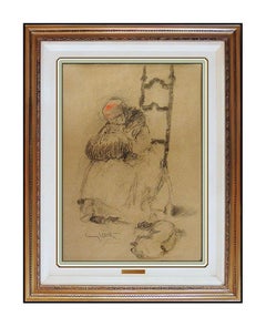 Louis Icart Rare Original Pastel Drawing Signed Female Portrait Art Deco Framed