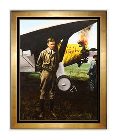 Guy Johnson ORIGINAL Painting Signed Art Charles Lindbergh Spirit of St. Louis
