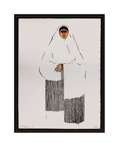 RC Gorman Original Color Lithograph Hand Signed Native American Portrait Artwork