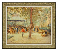 Claude Fossoux Oil Painting On Canvas Original Signed Cityscape Antique Artwork