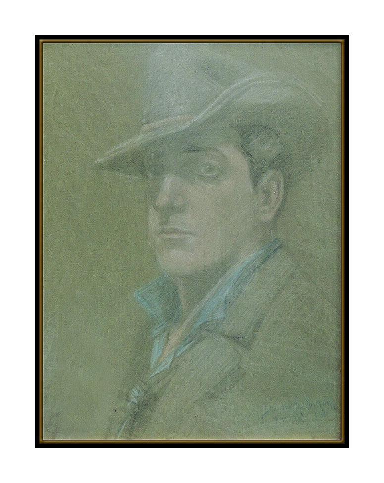Howard Chandler Christy Original Pastel Drawing Signed Male Portrait Painting For Sale 1