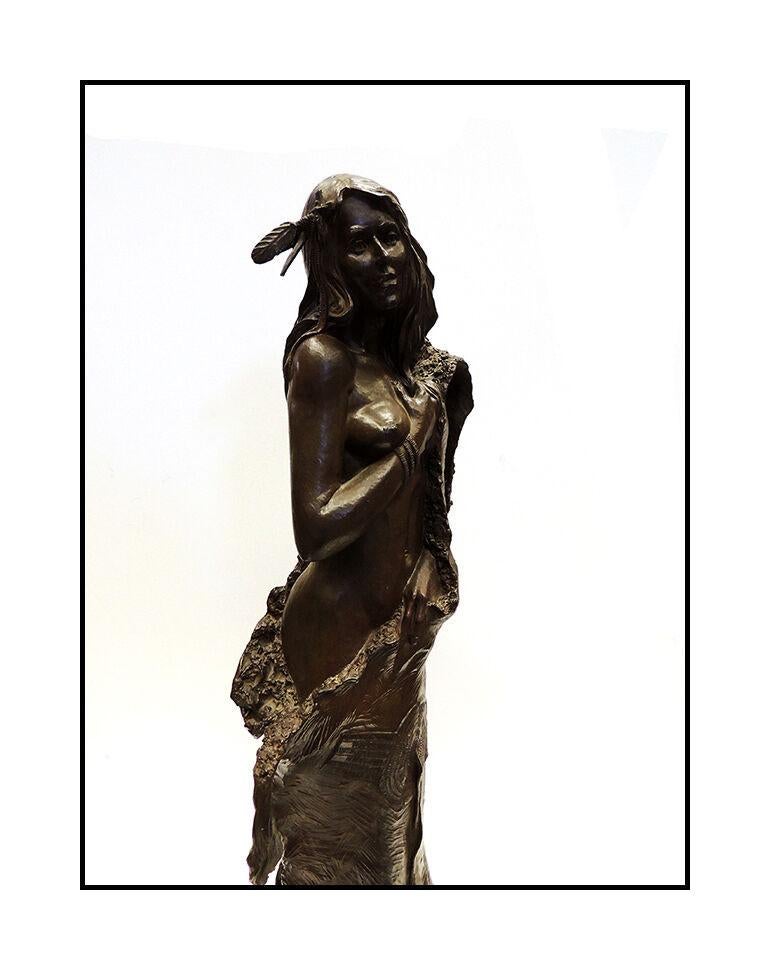 Ken Ottinger Border Captive Bronze Sculpture Signed Native American Female Art For Sale 1