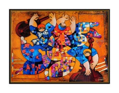 Dorit Levi Dance Rhythm Hand Signed Embellished Giclee On Canvas Cubism Artwork