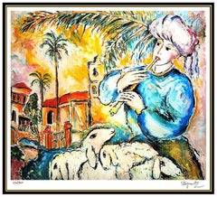 Zamy Steynovitz Rare Color Lithograph Hand Signed Modern Portrait Artwork Jaffa