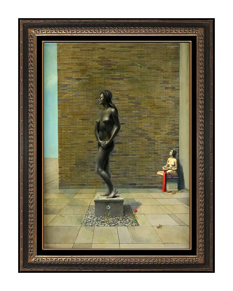 Raymond Whyte Original Oil Painting On Board Signed Large Surreal Nude Portrait For Sale 1