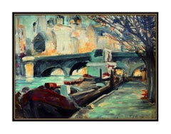 FRANCOIS GALL Original OIL PAINTING On Board Signed Paris Landscape Artwork