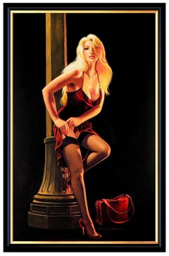 Greg Hildebrandt Original Acrylic Painting On Board Female Portrait Pin Up Art