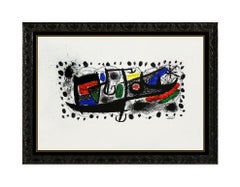 Joan Miro Und Katalonien Color Lithograph Signed Abstract Modern Framed Artwork