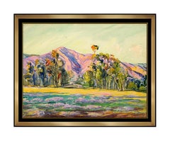 Arthur Hazard Original Gouache Painting Signed Mountain Landscape Framed Artwork