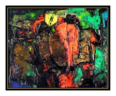 Pierre Patry Original Painting Rare Oil on Canvas Signed Abstract Cosmic Artwork