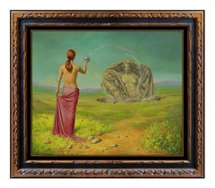 Raymond A Whyte Original Landscape Painting Oil On Board Nude Female Signed Art