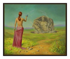Raymond A Whyte Original Landscape Painting Oil On Board Nude Female Signed Art