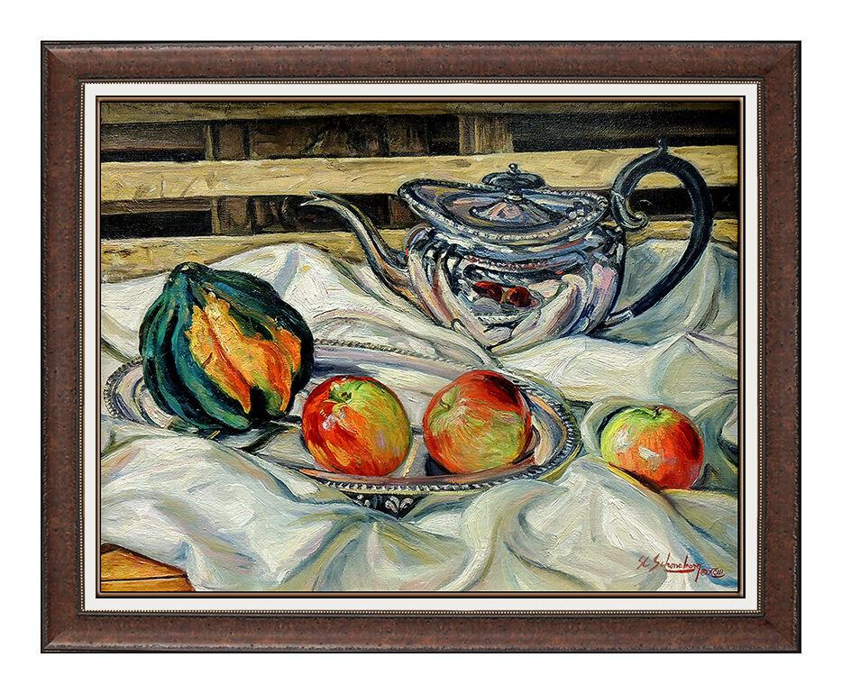 Sheldon Schoneberg Still-Life Painting - SHELDON SCHONEBERG ORIGINAL Oil Painting on Canvas Signed Fruit Still Life SC