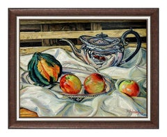 SHELDON SCHONEBERG ORIGINAL Oil Painting on Canvas Signed Fruit Still Life SC